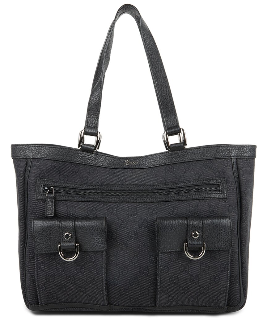 Gucci Black Gg Canvas D-gold Tote (authentic Pre-loved)