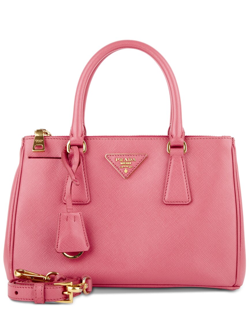 Shop Prada Pink Saffiano Leather Galleria Double Zip Tote Small (authentic Pre-loved)