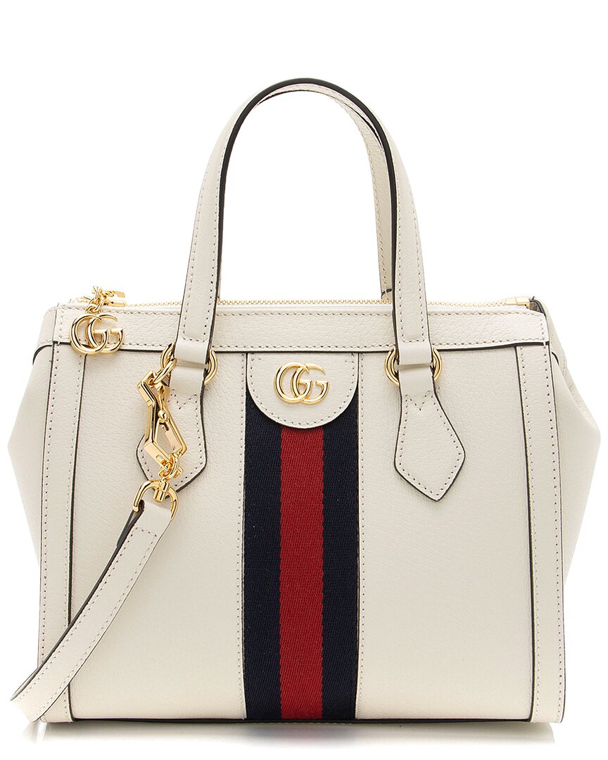 Gucci White Leather Ophidia Small Tote (authentic Pre-loved) In White