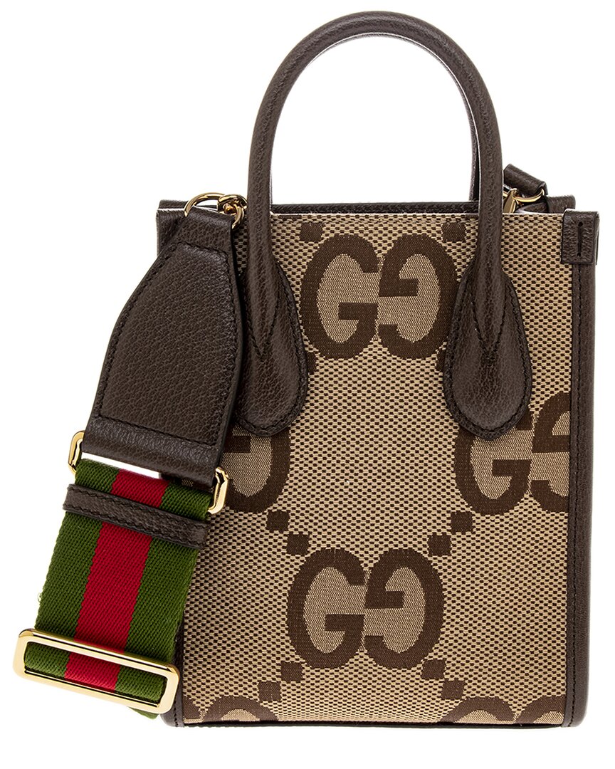 Gucci Jumbo Gg Mini Canvas & Leather Tote