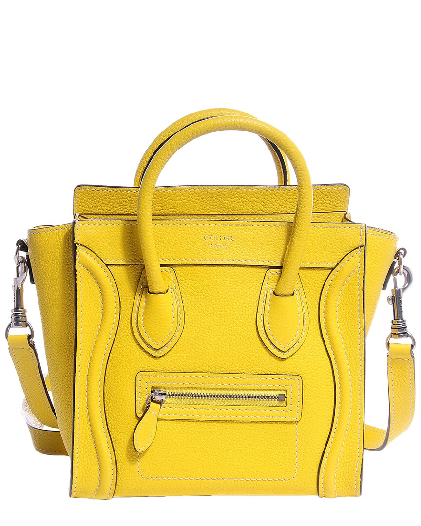 Celine Yellow Drummed Leather Nano Luggage (authentic Pre-loved)