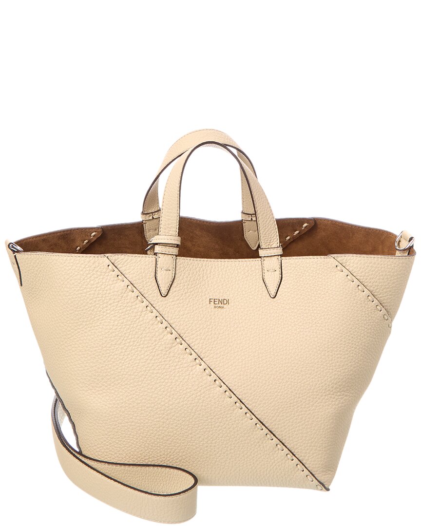 Fendi Selleria Diagonal Leather Tote