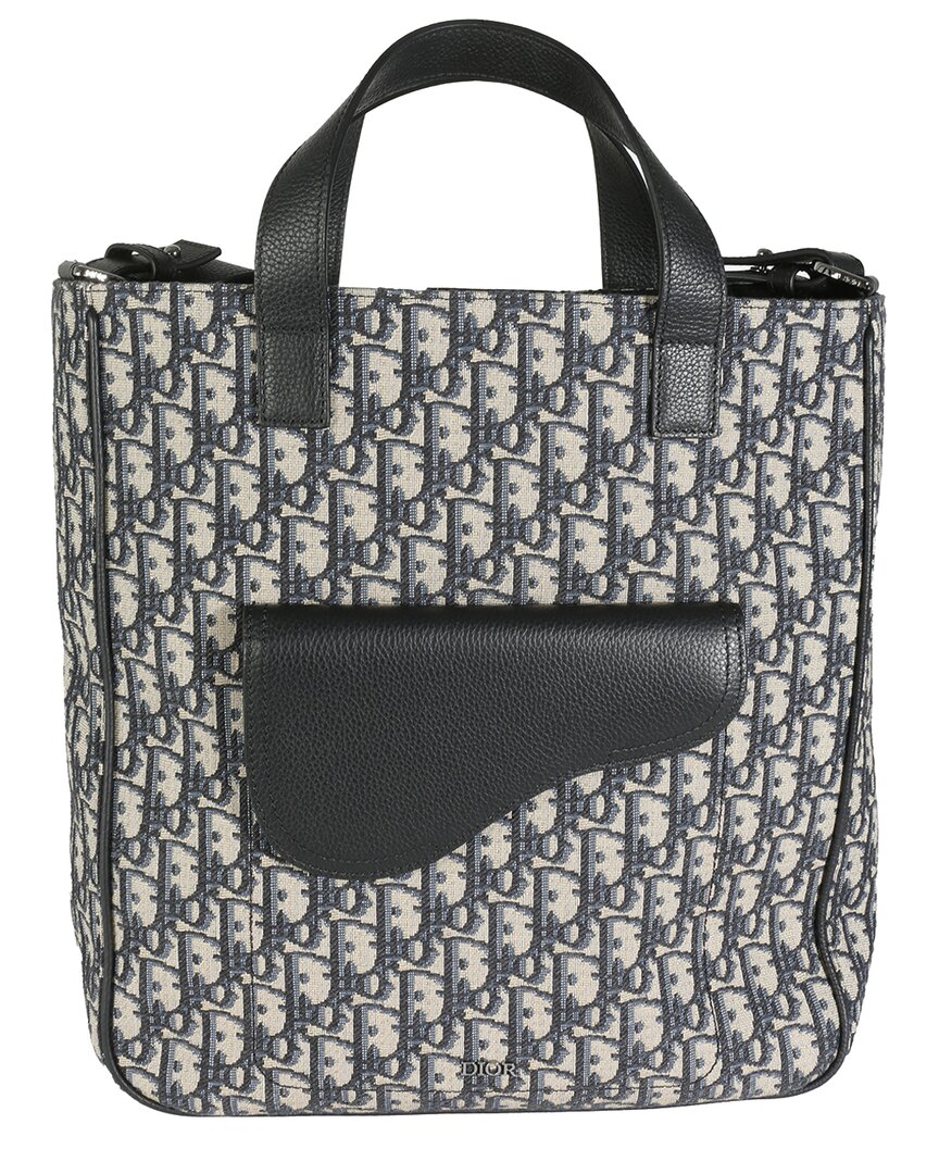 Dior Christian  Oblique Jacquard Saddle Tote