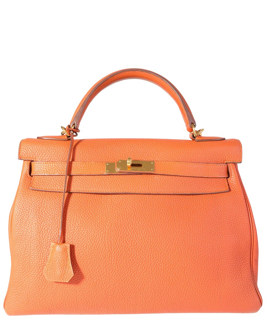 Pre-owned Hermes Hermès Orange Togo Retourne Kelly 32 Ghw (authentic Pre-loved)