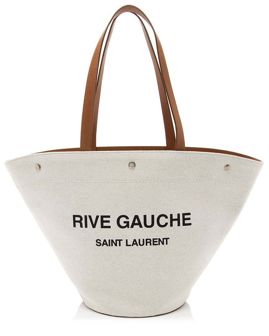 Saint Laurent Beige Canvas & Leather Trapezoid Rive Gauche Tote (authentic  Pre-loved)