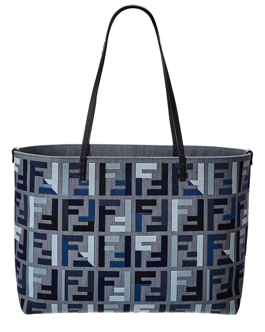 Fendi Roll Large Ff Canvas & Leather Tote