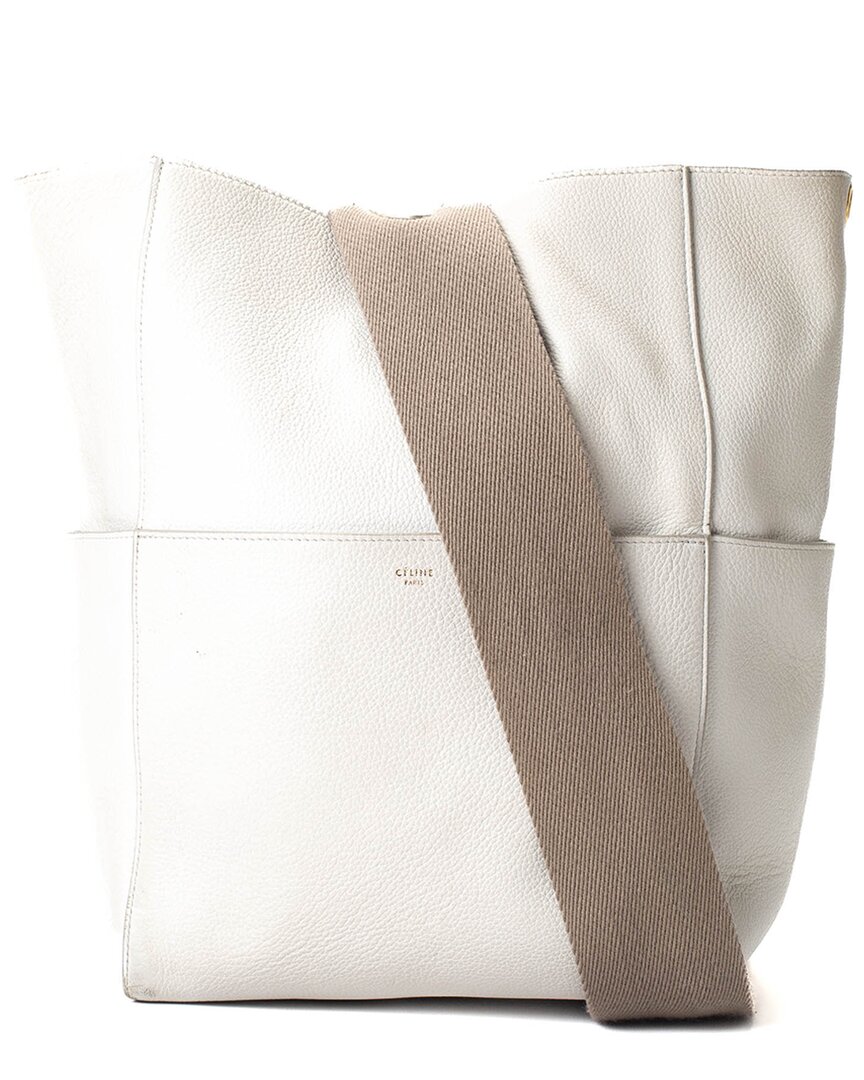Celine White Leather Seau Sangle Shoulder Handbag (authentic Pre-loved)