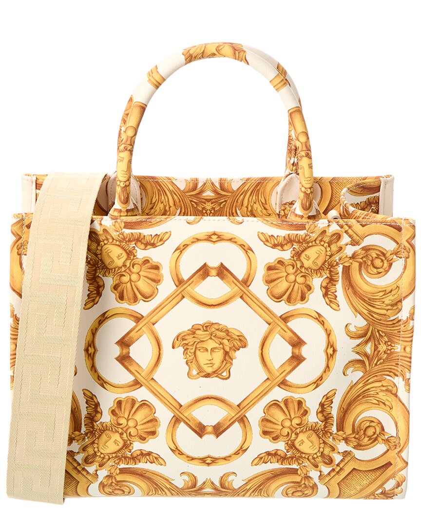 Versace Printed Canvas & Leather Tote
