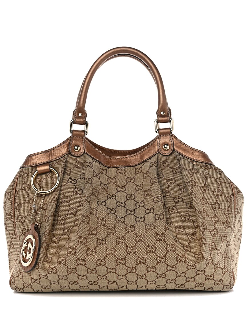 Gucci Bronze Gg Canvas Medium Sukey Tote (authentic Pre-loved)