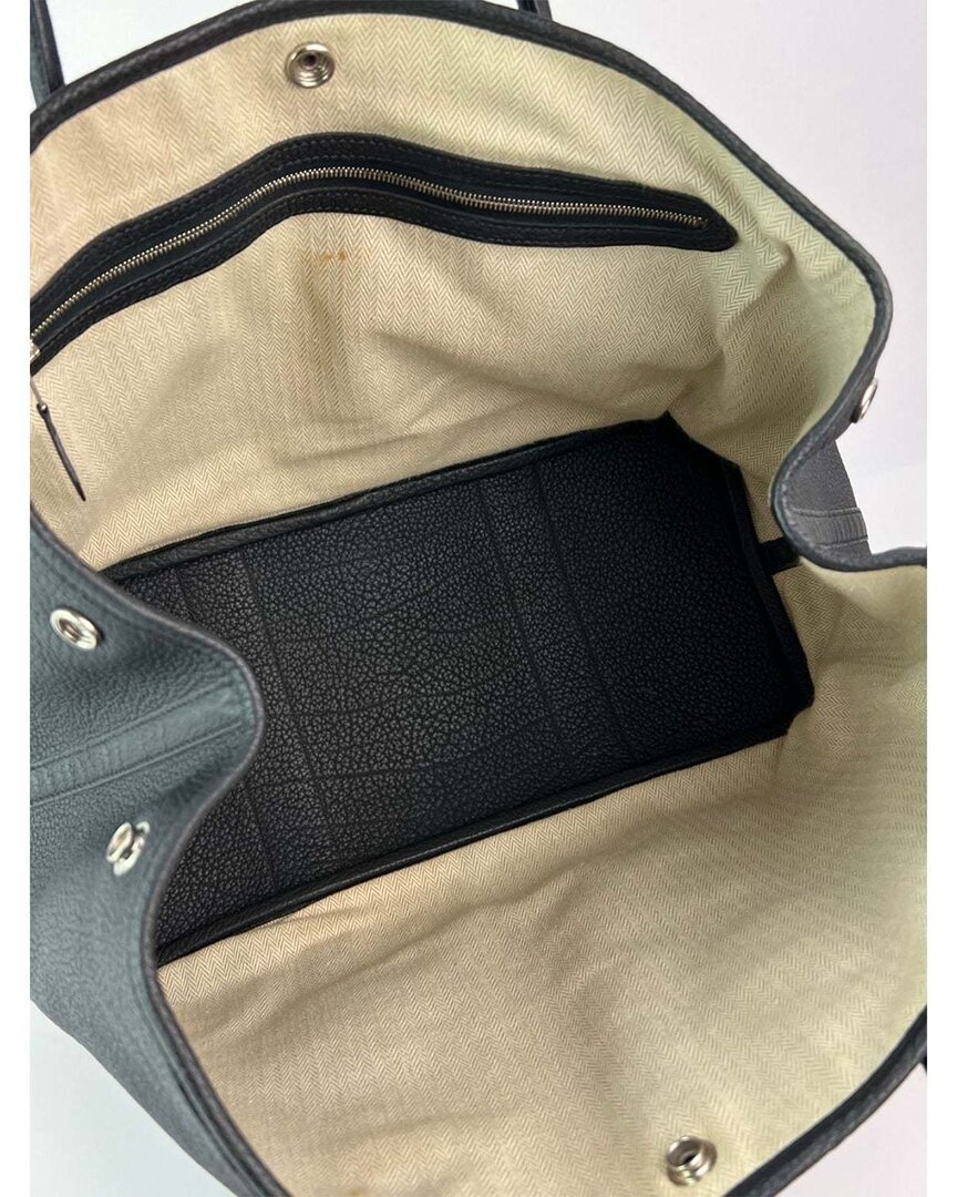 HERMES 가든 파티 MM 36 토트 가방 블랙 가죽 네곤다