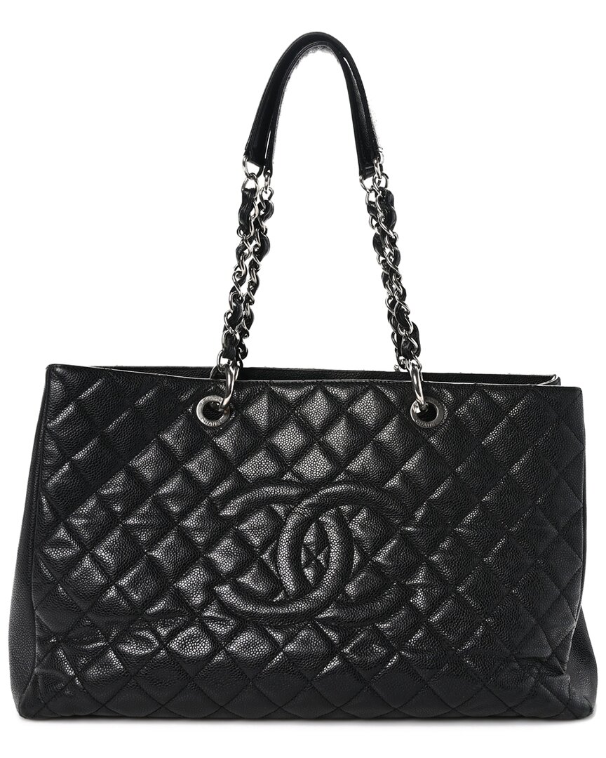 Pre-owned Chanel Black Caviar Quilted Leather Xl Grand Shopping Tote Gst (authentic Pre- Loved)