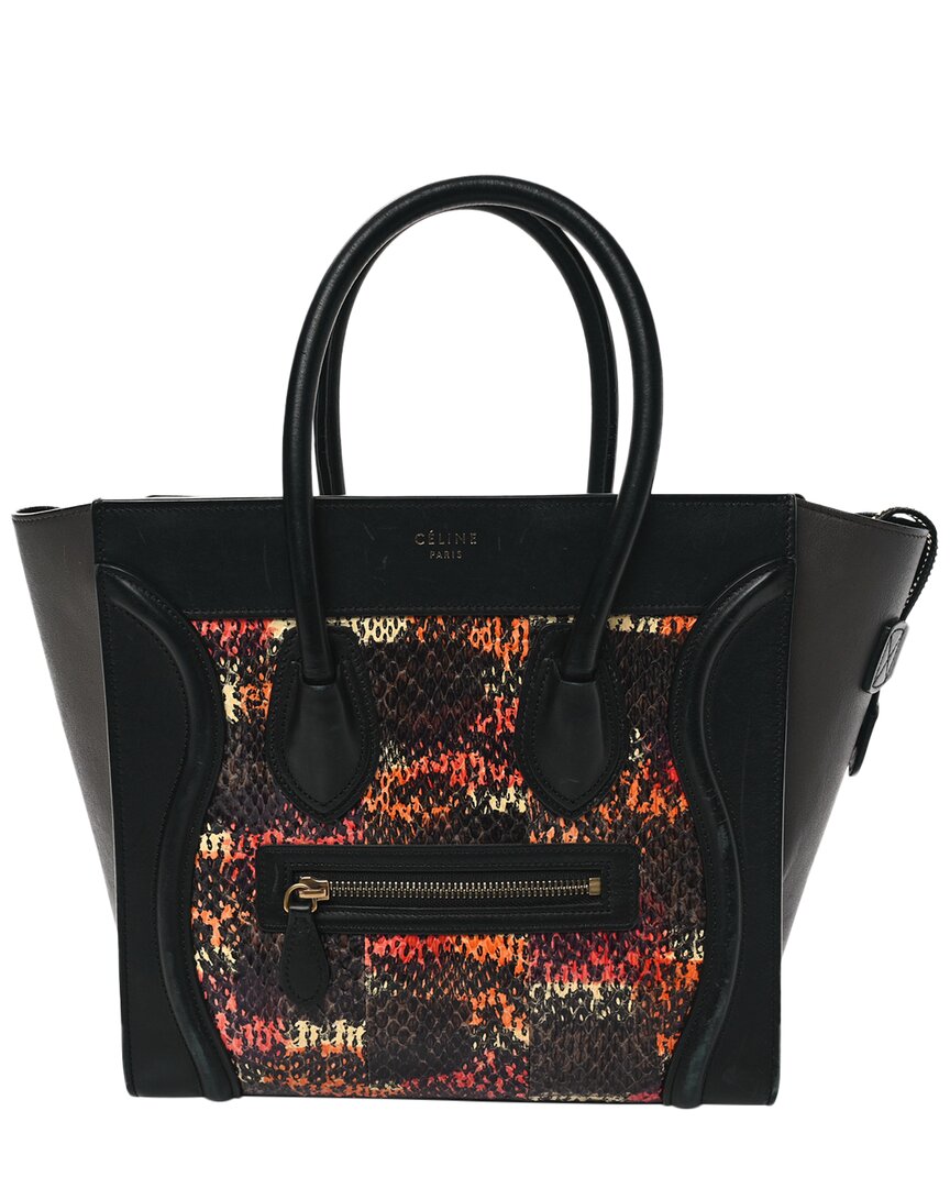 Celine Black Snakeskin Leather Smooth Tri-color Luggage (authentic Pre-loved)