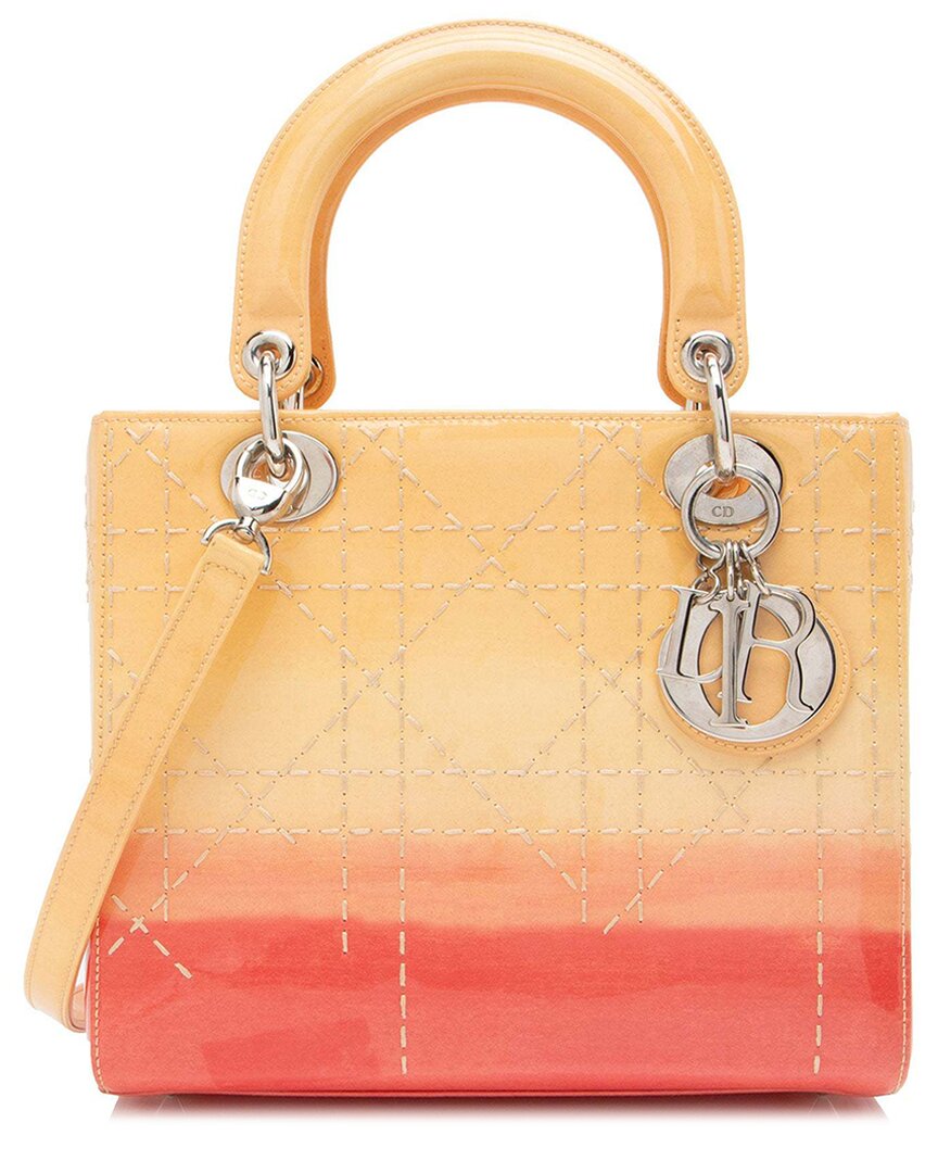 Dior Pink Patent Leather Ombre Lady Medium Tote (authentic Pre-loved)