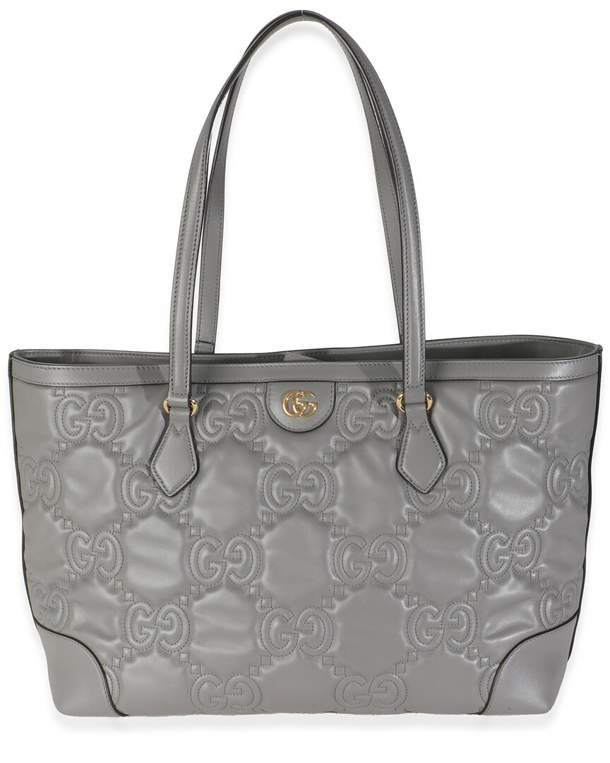 Gucci Grey Gg Matelasse Leather Medium Ophidia Tote (authentic Pre-loved) In Gray