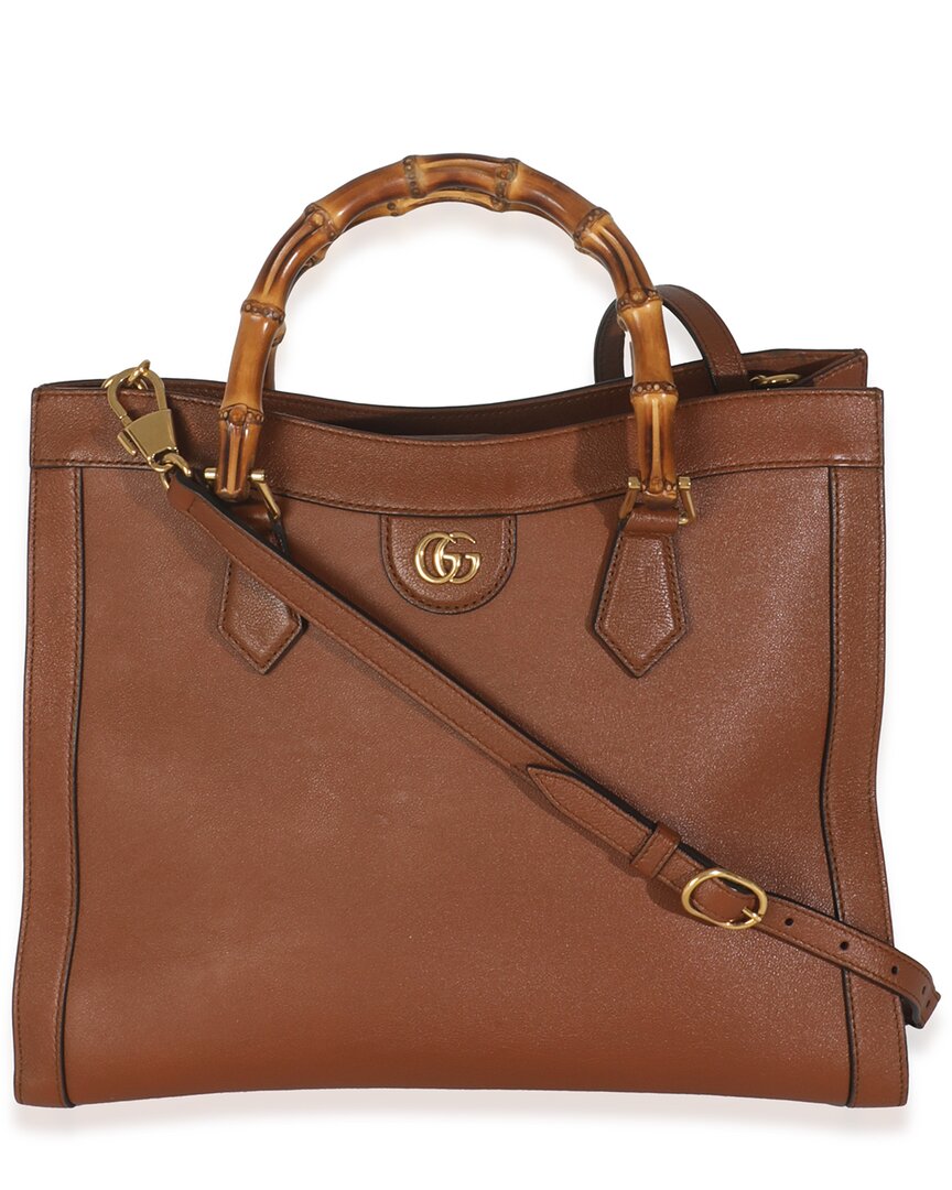 Gucci Brown Leather Large Diana Tote (authentic Pre-loved) In Brown