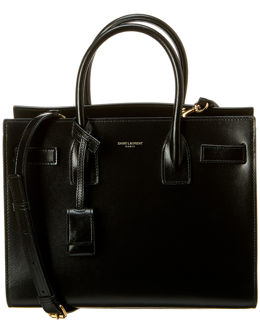 Saint Laurent Black Leather Baby Sac De Jour Bag In Black