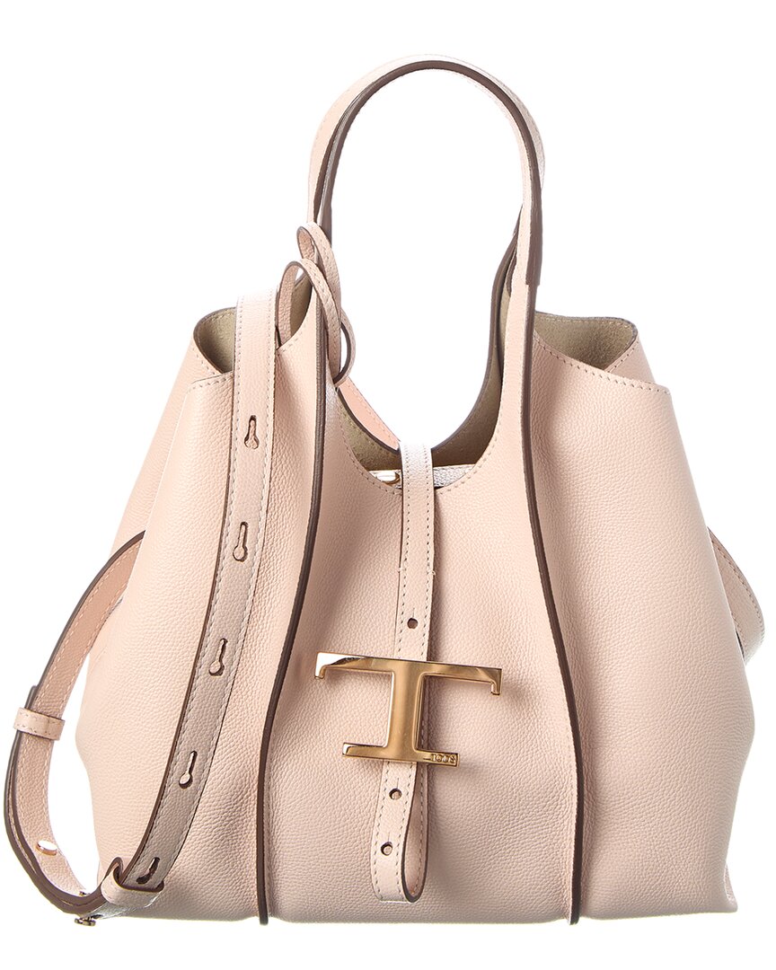 Tod's Felt & Leather Tote In Gray