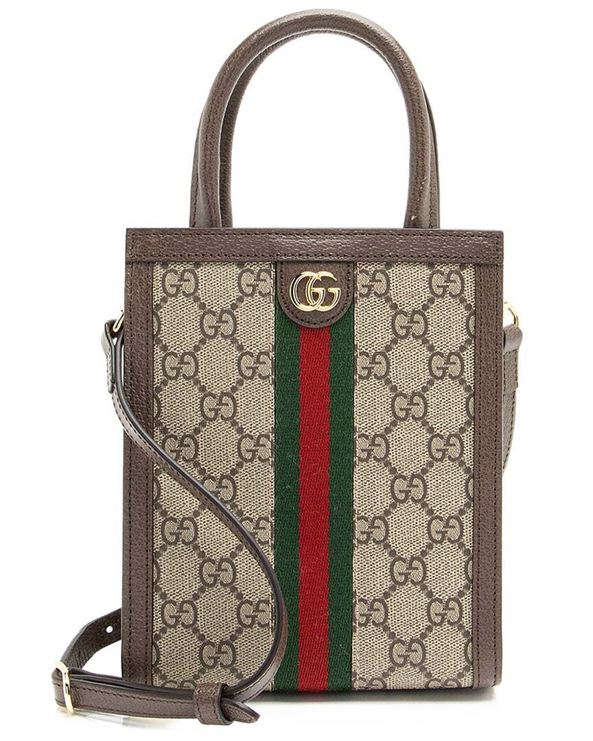Gucci Brown Gg Supreme Canvas Ophidia Mini Tote (authentic Pre-loved)