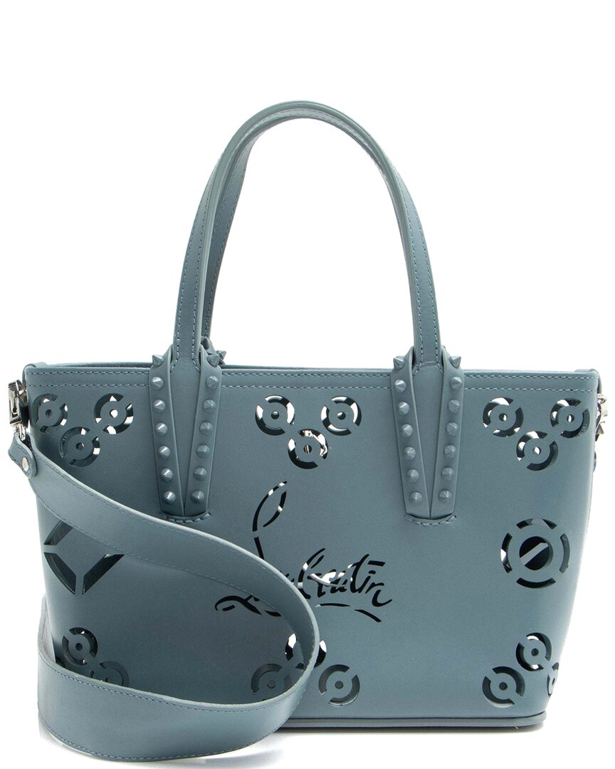 Christian Louboutin Blue Leather Perforated Loubinthesky Cabata Mini Tote (authentic Pre-loved)