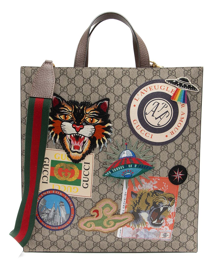 Gucci Brown Gg Supreme Canvas Soft Vertical Courrier Tote (authentic Pre-  Loved)