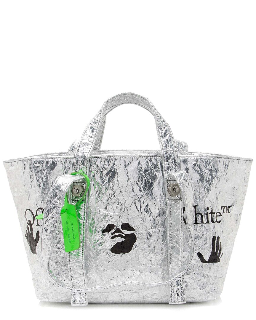 Off-white ™ Metallic Leather Commercial Hand Off Tote (authentic Pre-loved)