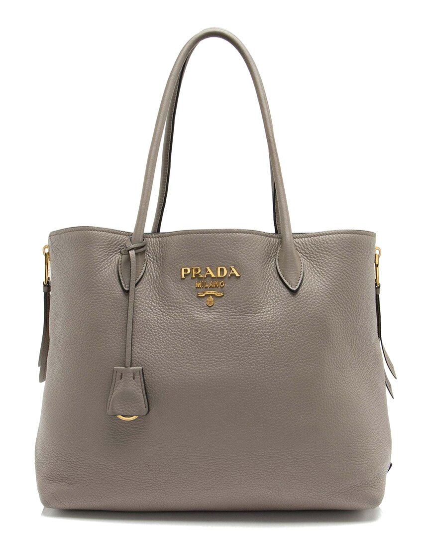 Prada Grey Leather Top Handle Shopper Tote (authentic Pre-loved)