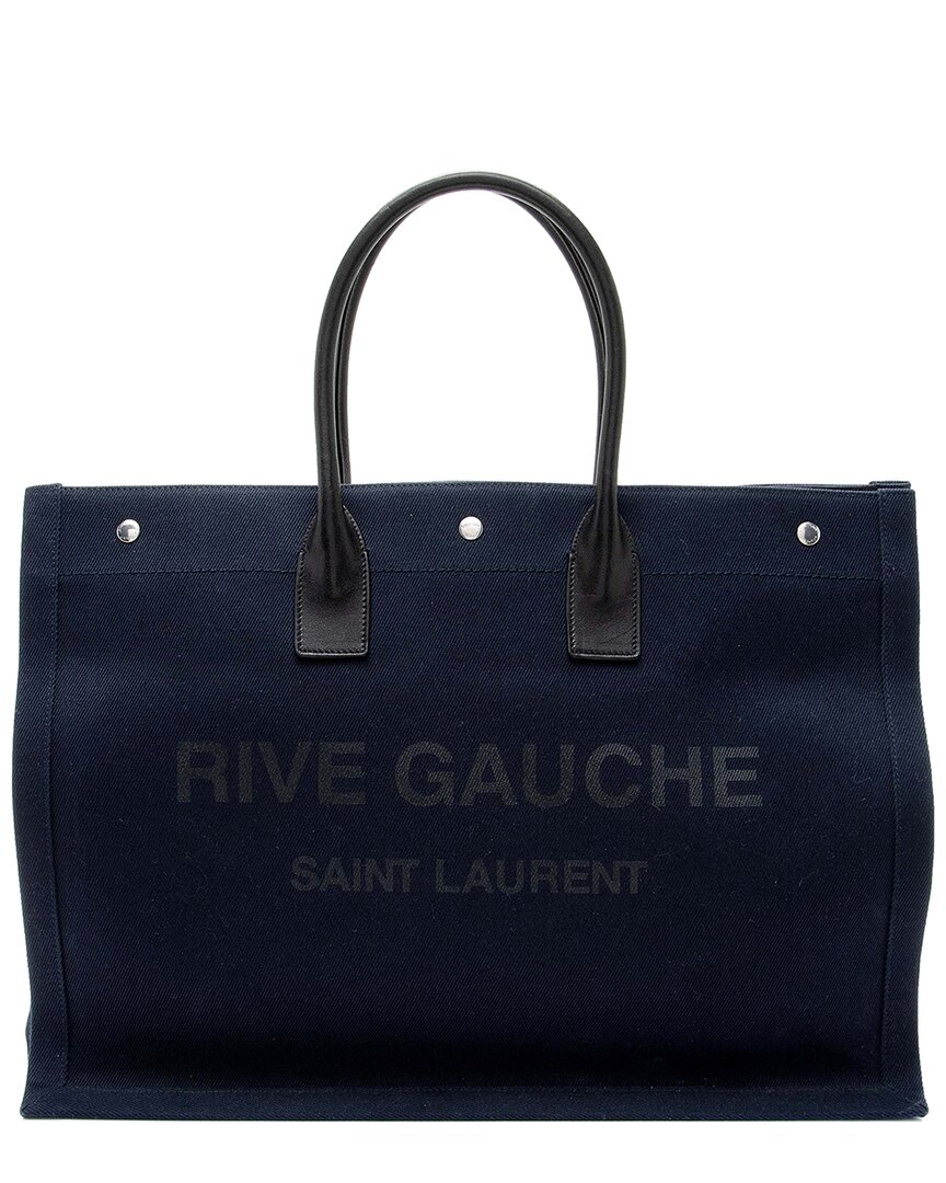 Saint Laurent Blue Canvas Rive Gauche Large Tote (authentic Pre-loved)