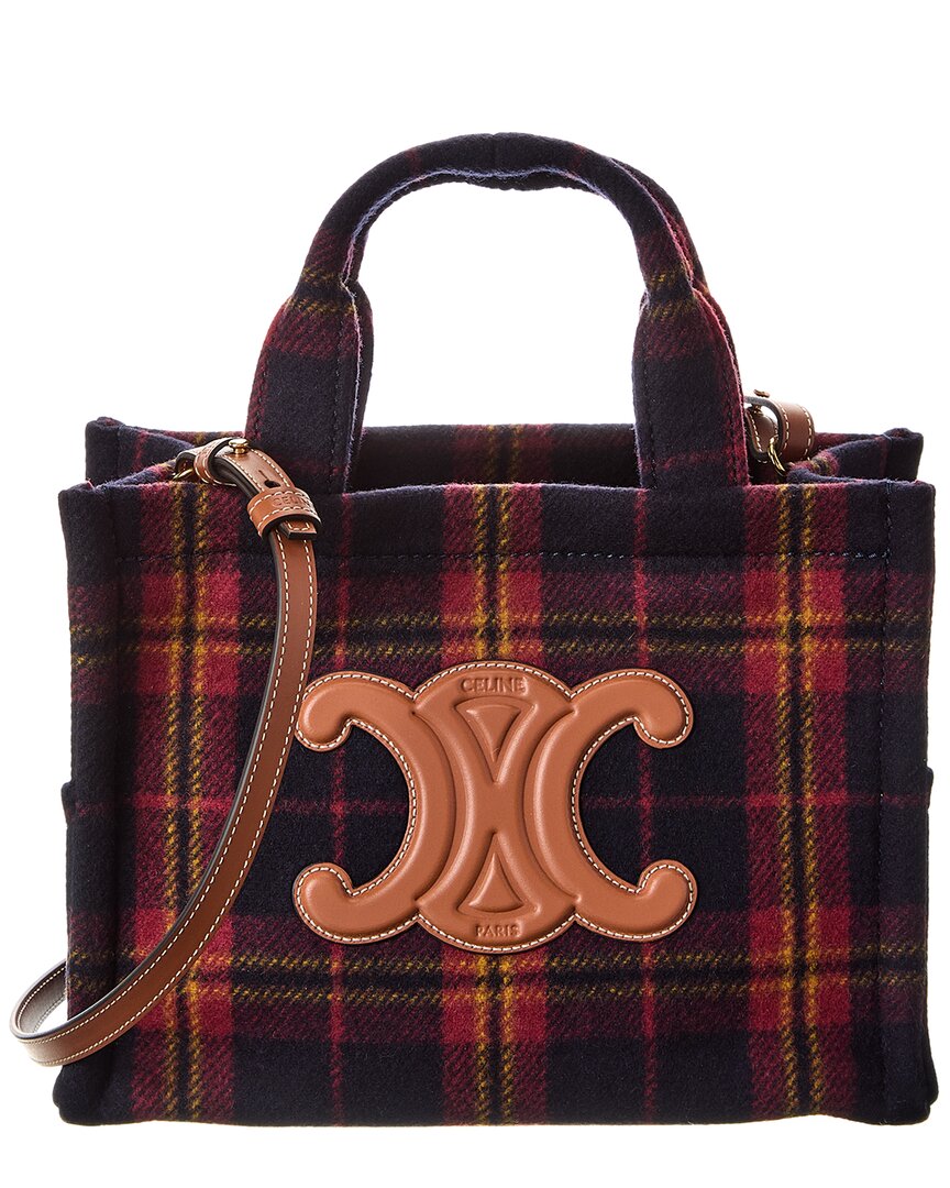 Celine Cabas Thais Small Tartan & Leather Tote