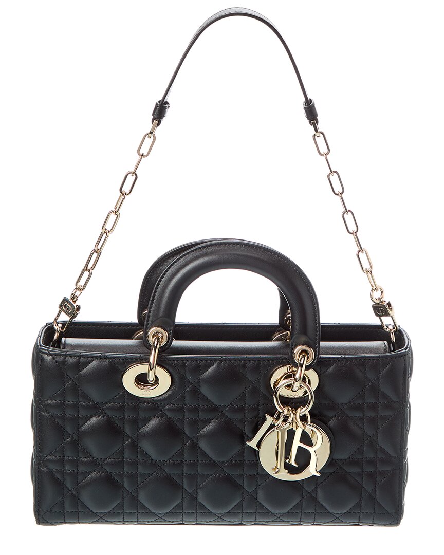 Dior Caro Medium Leather Tote In Black