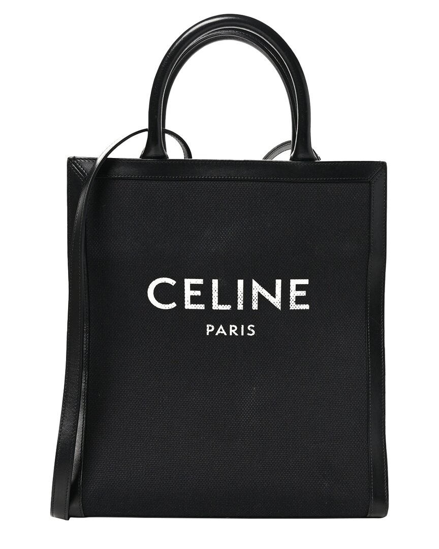 Celine Black Calfskin Leather Small Vertical Cabas (authentic Pre-loved) In Black