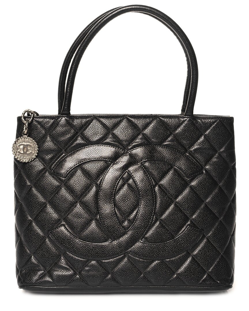 Pre-owned Chanel Black Caviar Leather Medallion Tote Shw (authentic Pre-loved)
