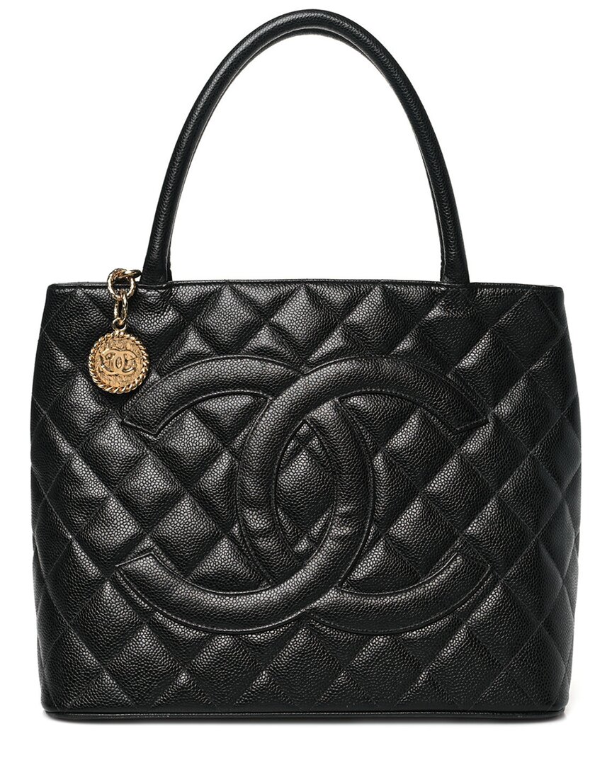 Pre-owned Chanel Black Caviar Leather Medallion Tote Ghw Tote (authentic Pre-loved)