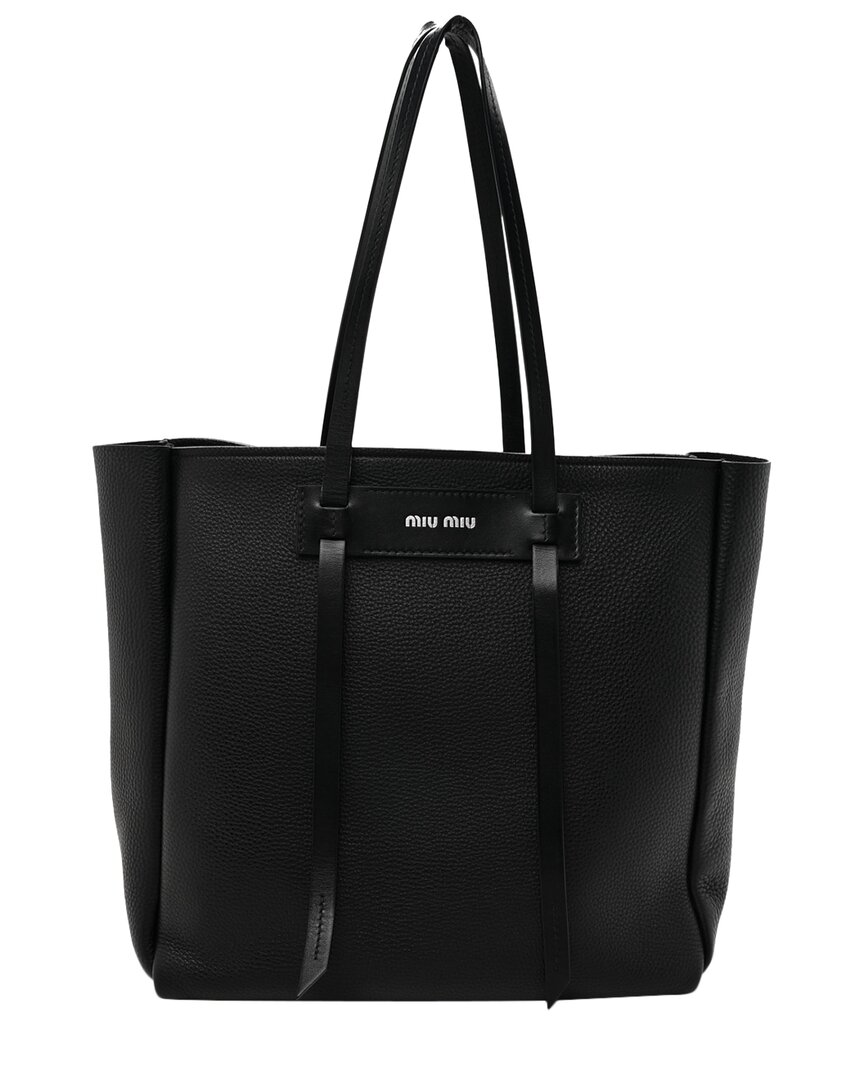 Miu Miu Black Vitello Daino Leather Tote (authentic Pre-loved)