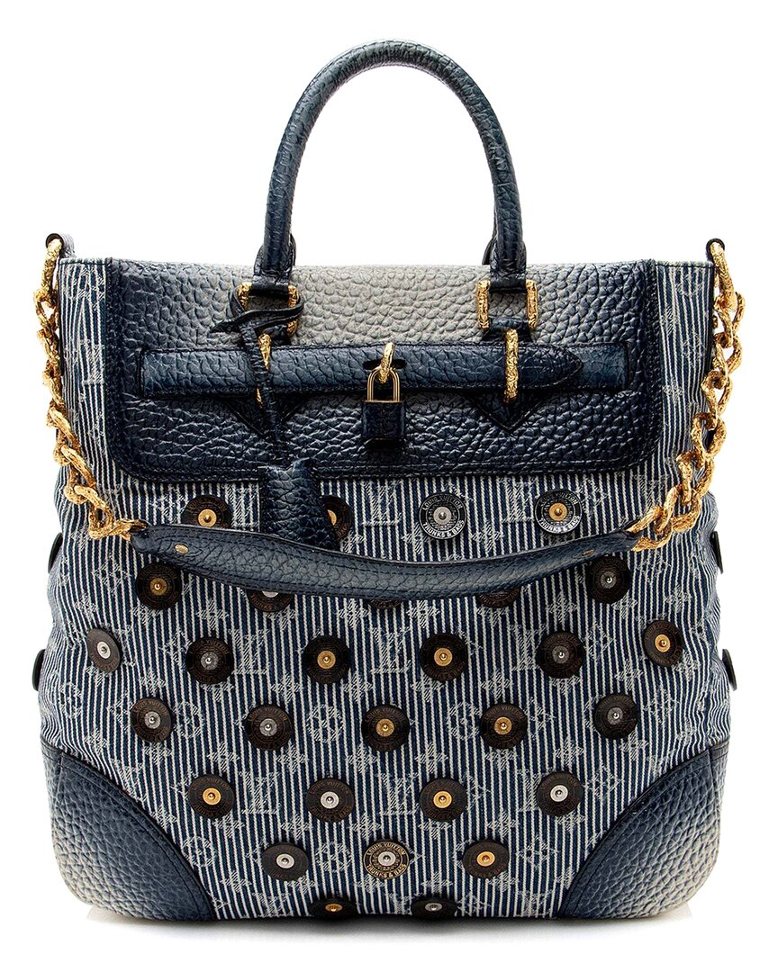 Pre-owned Louis Vuitton Blue Monogram Denim Polka Do Limited Edition Corsaire Tote (authentic Pre-loved)