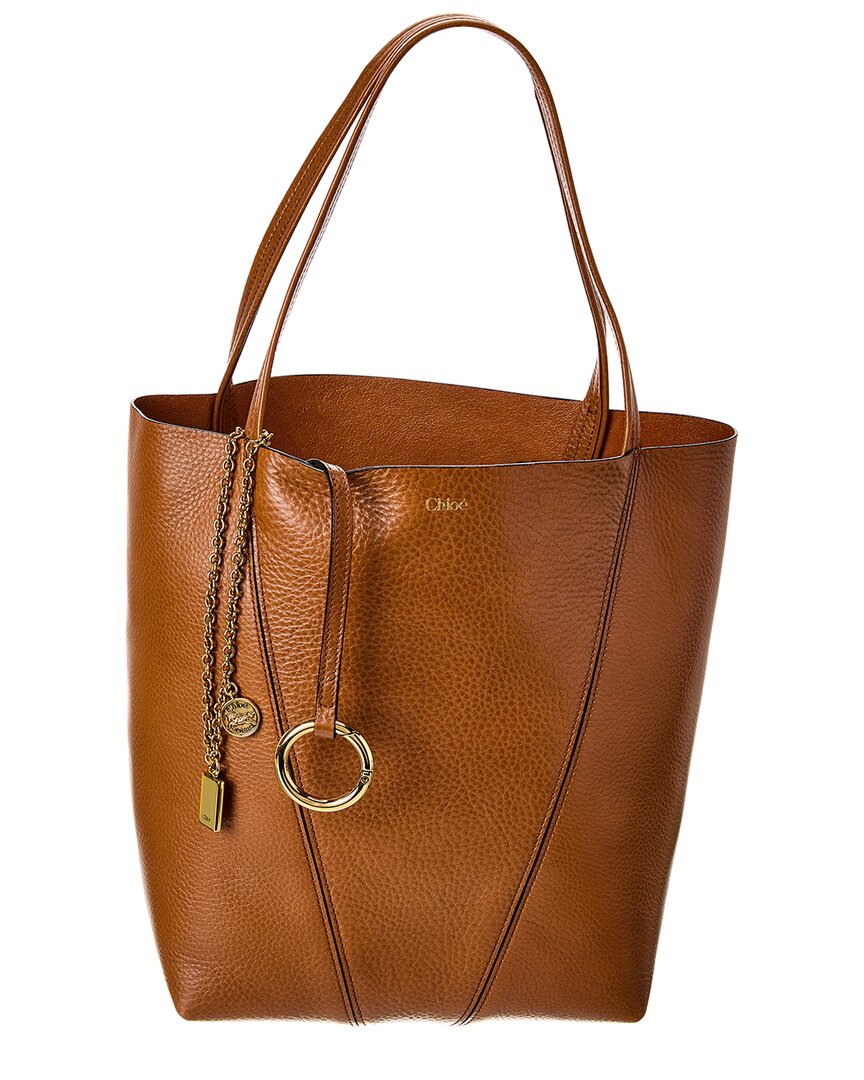 Chloé Chloe Spin Leather Tote In Brown