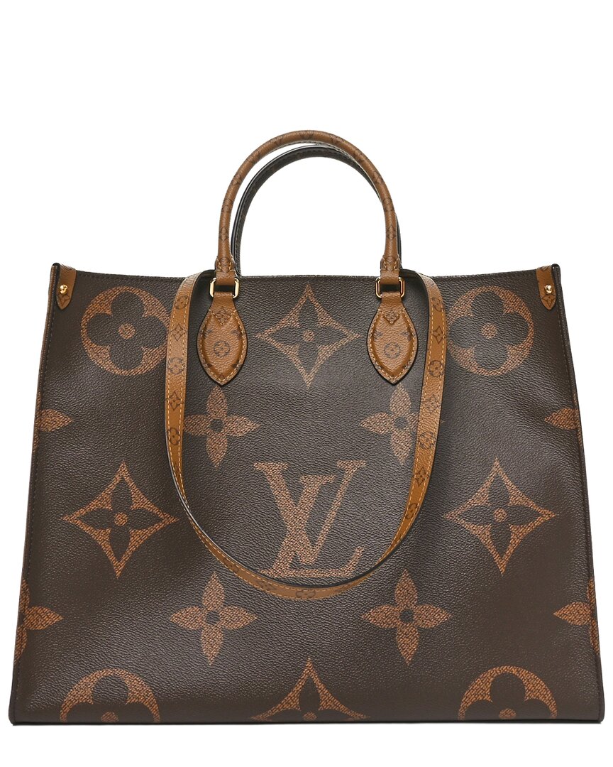 Pre-owned Louis Vuitton Brown Monogram Reverse Coated Canvas Onthego Gm (authentic Pre-  Loved)