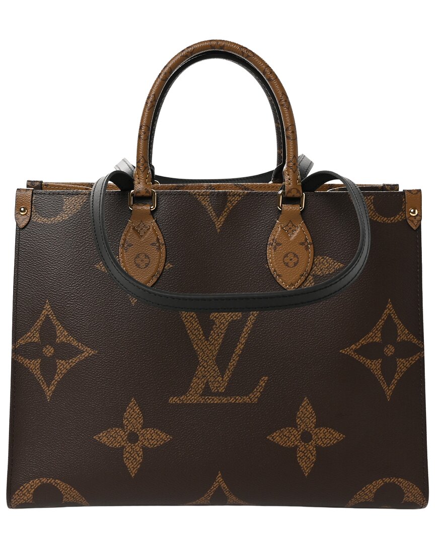 Pre-owned Louis Vuitton Brown Monogram Reverse Coated Canvas Onthego Mm (authentic Pre-  Loved)