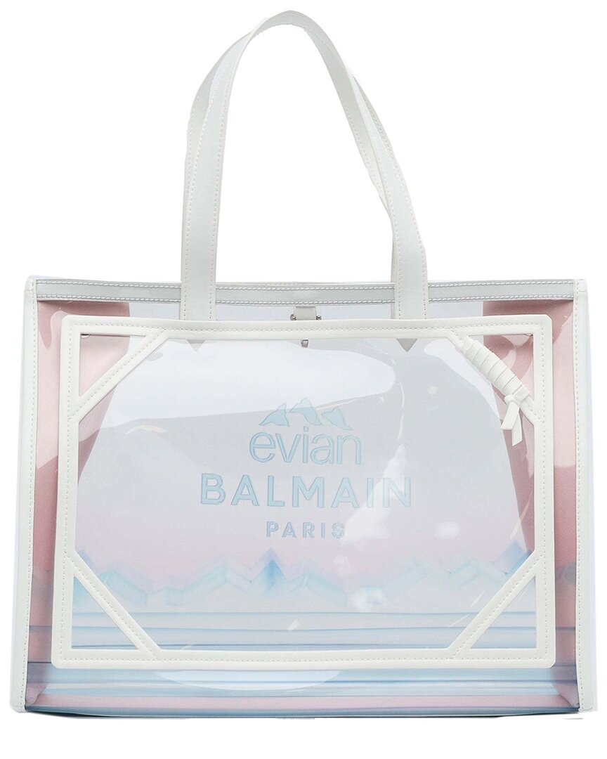 Balmain White Leather X Evian B-army Tote (authentic Pre-loved)
