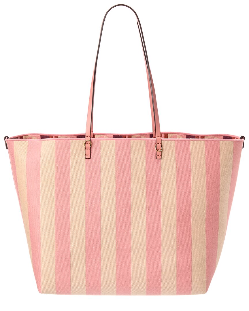 Fendi Roll Large Canvas & Leather Tote