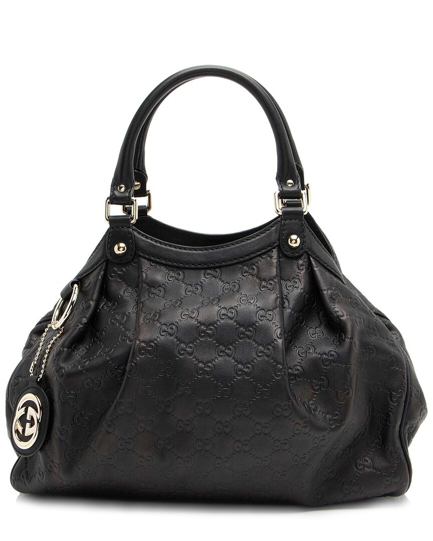 Gucci Black Ssima Leather Sukey Medium Tote (authentic Pre-loved) In Black