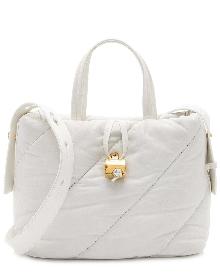 Off-white ™ White Leather Nailed Zipped Tote (authentic Pre-loved)