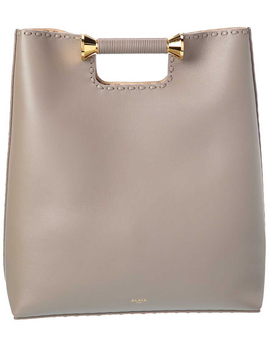Alaïa Bobine Leather Tote In Gray