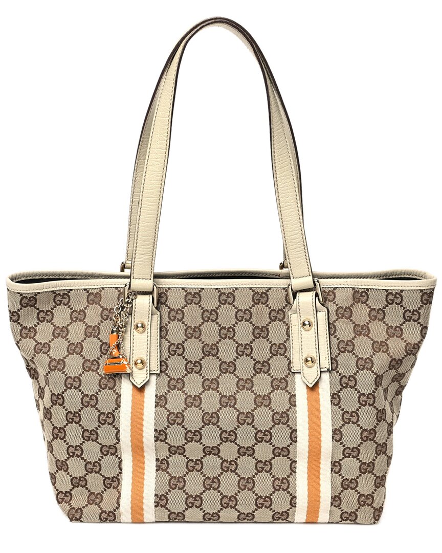 Gucci White Gg Canvas Medium Jolicoeur Tote (authentic Pre-loved)