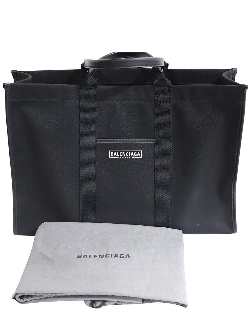 Balenciaga Black Coated/waterproof Canvas Large Hardware Logo Tote (authentic  Pre-loved)
