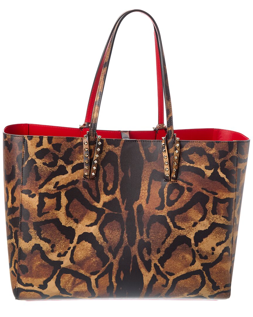 Christian Louboutin Cabata Large Tote Bag In Bengal-print Leather In Brown