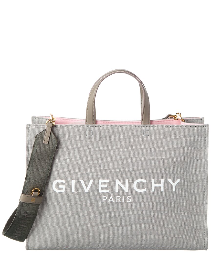 Givenchy G Medium Canvas & Leather Tote In Gray