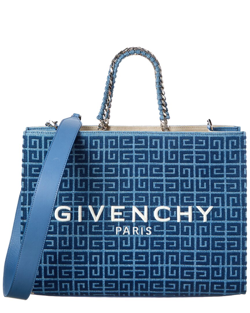Givenchy G Medium Denim Tote In Blue