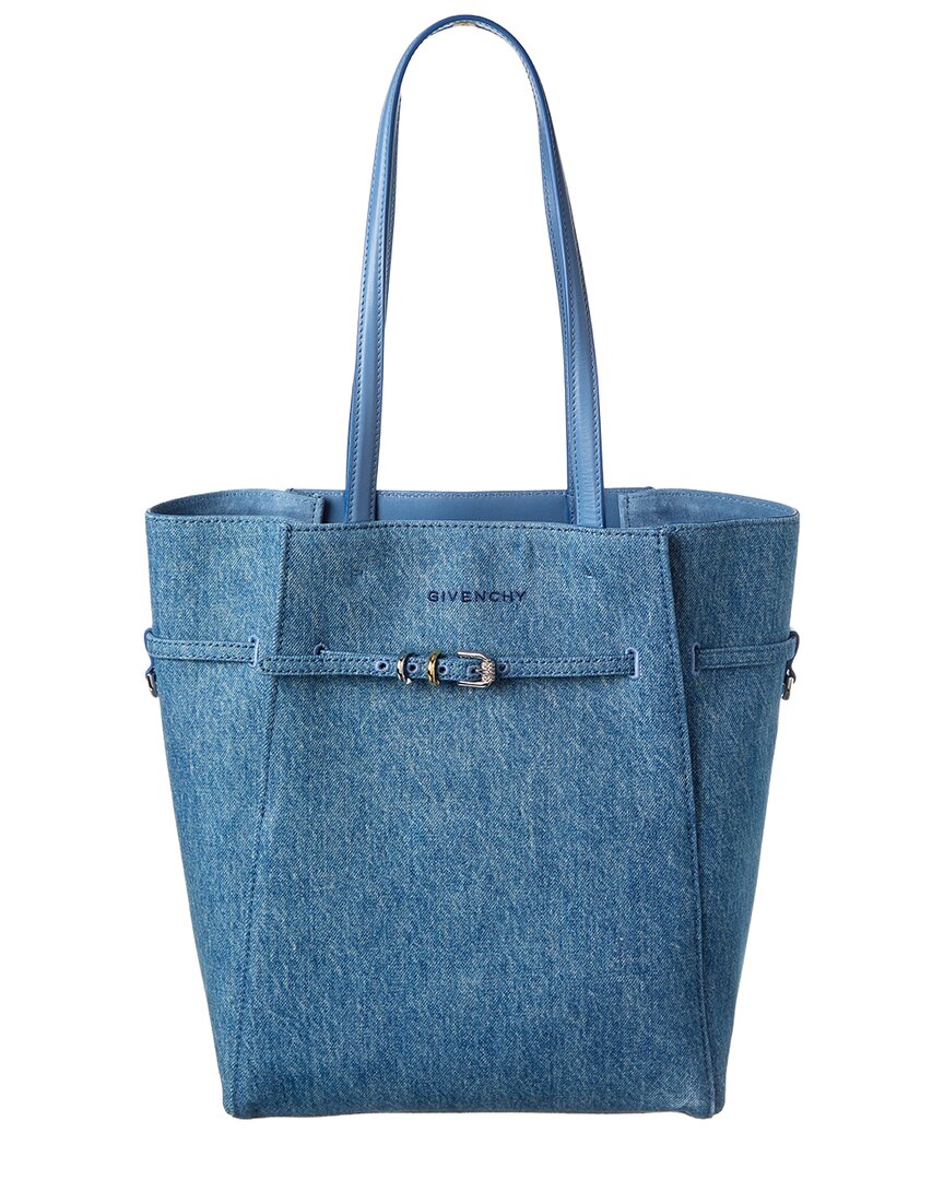 Givenchy North South Small Denim & Leather Tote In Blue