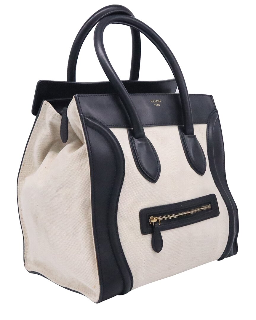 Celine White & Black Canvas & Leather Mini Luggage Tote (authentic Pre-loved)