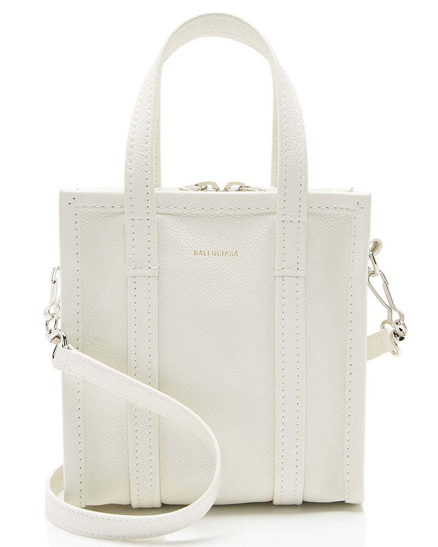 Balenciaga White Leather Bazar Xxs Shopper Tote (authentic Pre-loved)